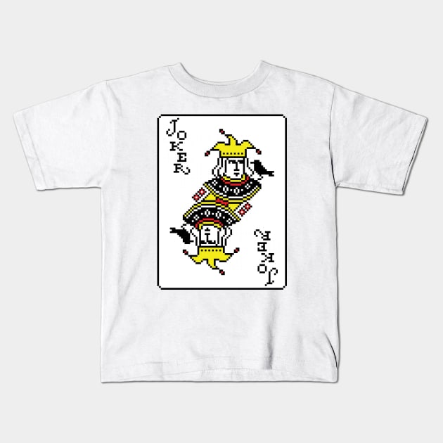 Joker Pixel Art Yellow Kids T-Shirt by inotyler